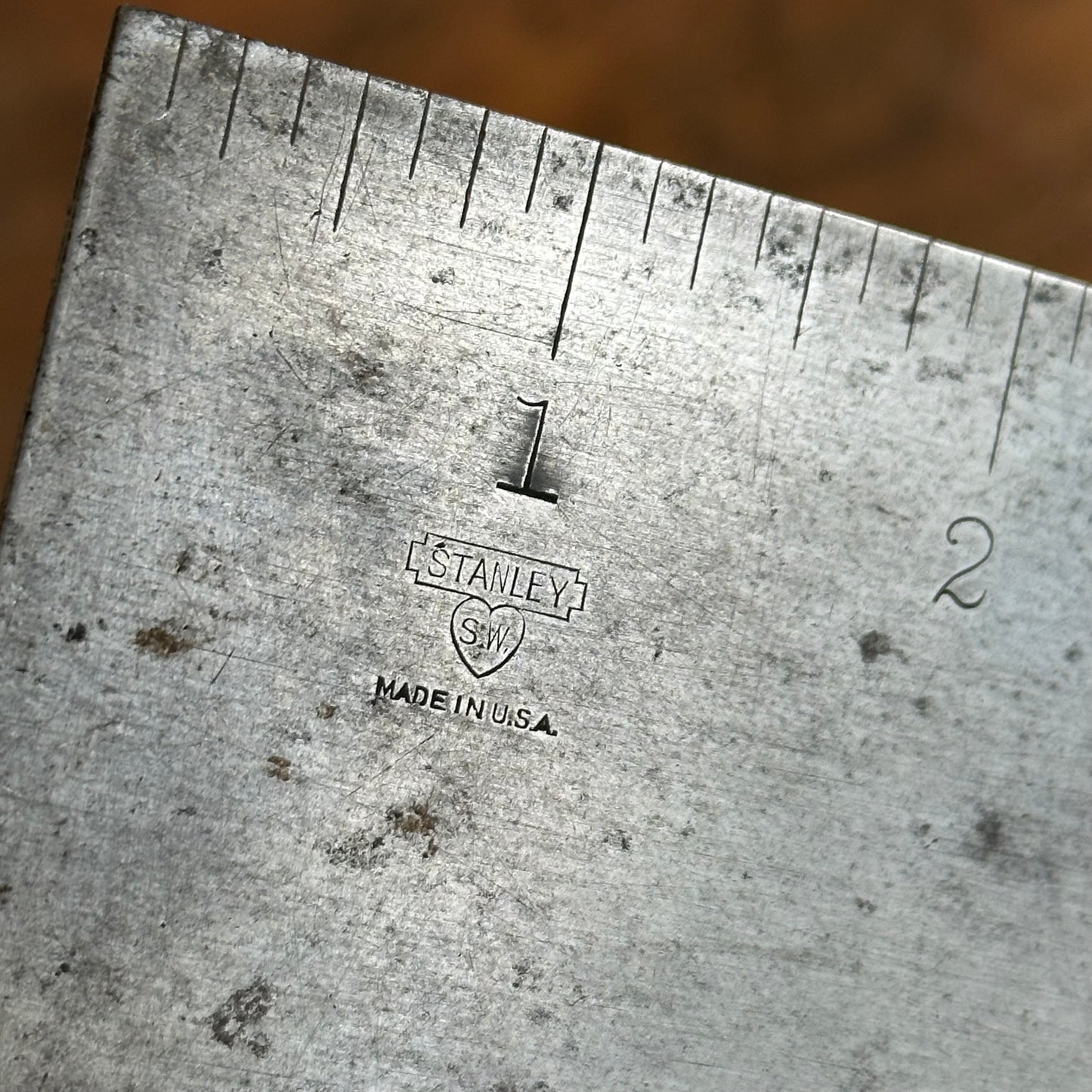 SOLD. N1936 SCARCE! Vintage STANLEY No:2 15” square with rest tab Sweetheart era ROSEWOOD & brass SQUARE