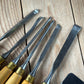 H2582 Vintage set of 6 MARPLES England Boxwood Handled Carving CHISELS including Skew & V-gouge