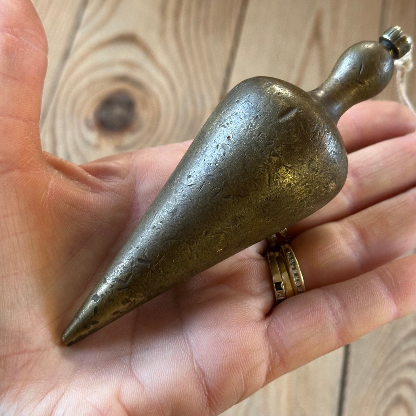 H2524 Vintage large brass TEARDROP PLUMB BOB