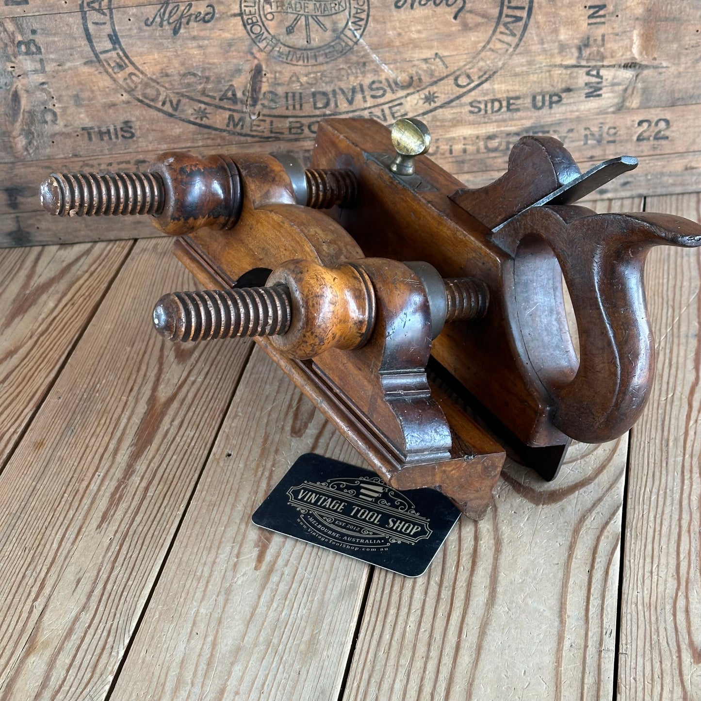 T8552 UNIQUE! Antique USER MADE Mahogany PLOUGH PLANE