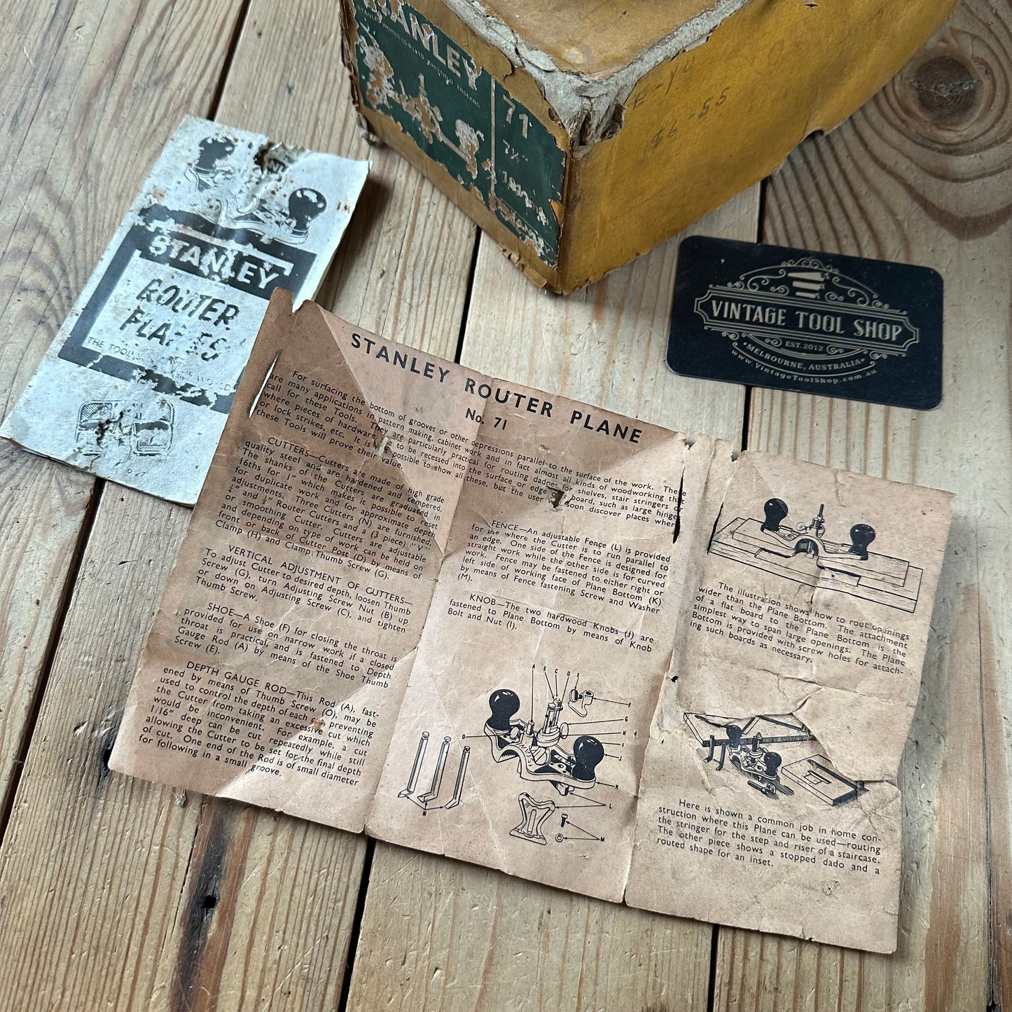 H2312 Vintage STANLEY England No.71 Router PLANE IOB