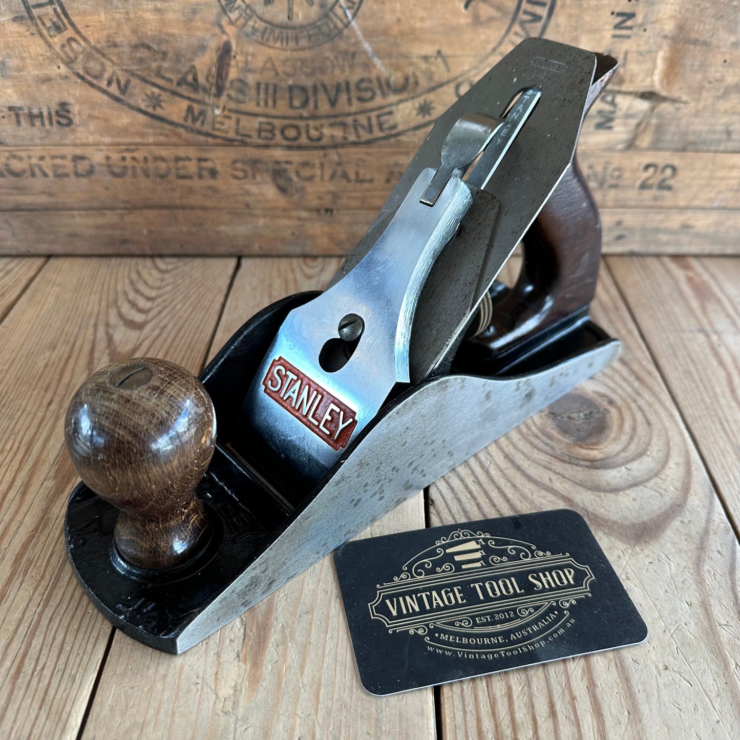 N1278 Vintage STANLEY England No.4 1/2 PLANE IOB