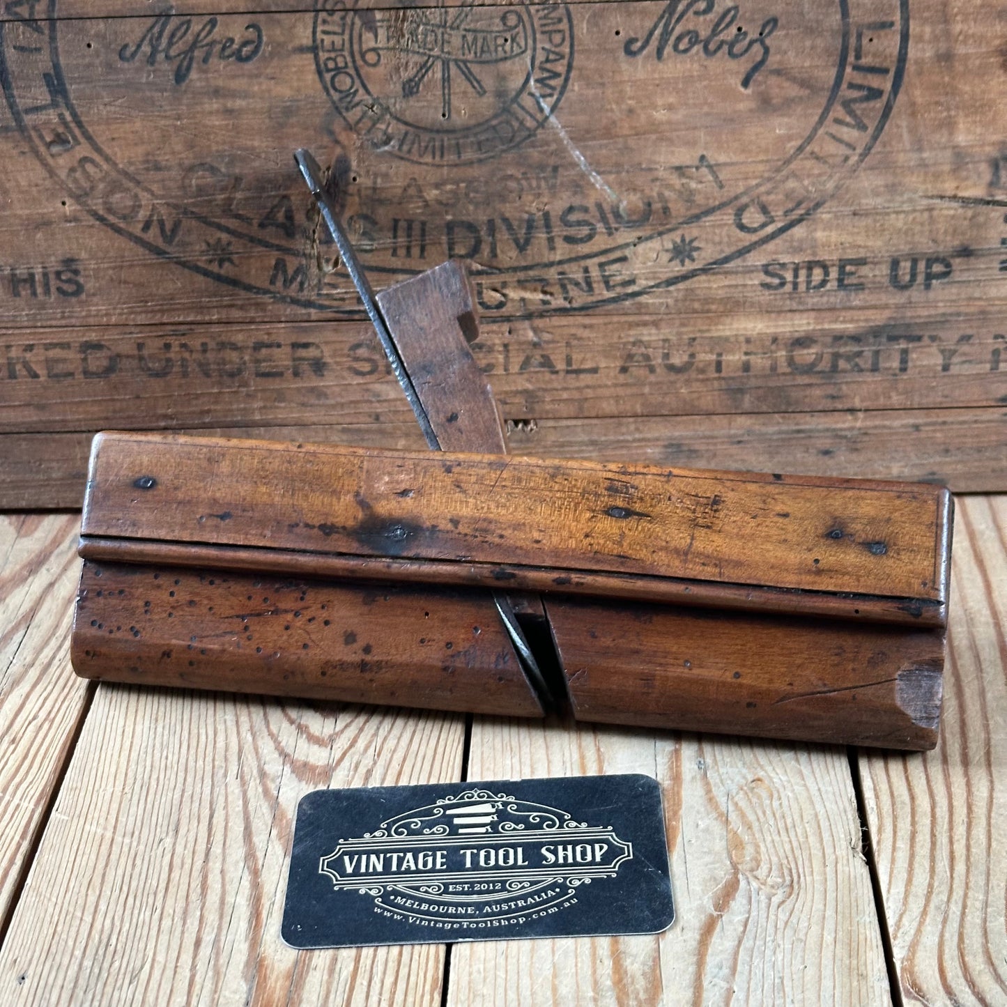 Y574 Antique FRENCH Wooden moulding PLANE display