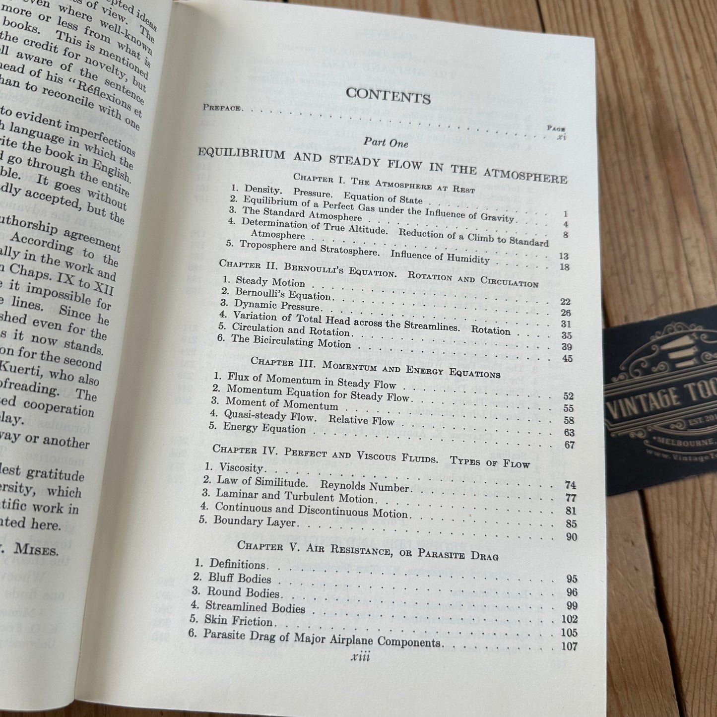 XBN25 Vintage BOOK THEORY OF FLIGHT by R.Von Mises