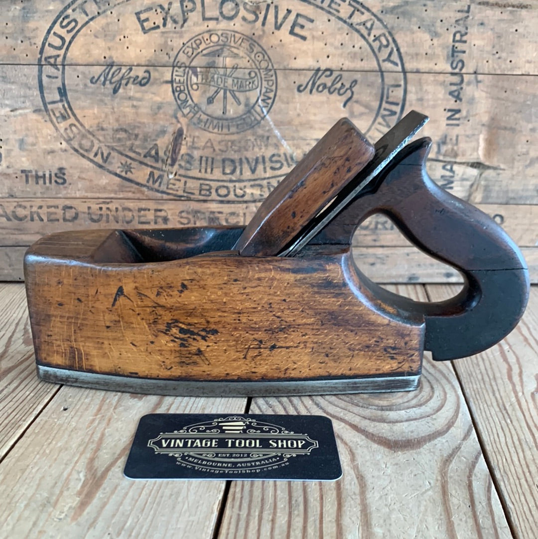 SOLD H756 Vinage MATHIESON Scotland IRON SHOD wooden SMOOTHING PLANE