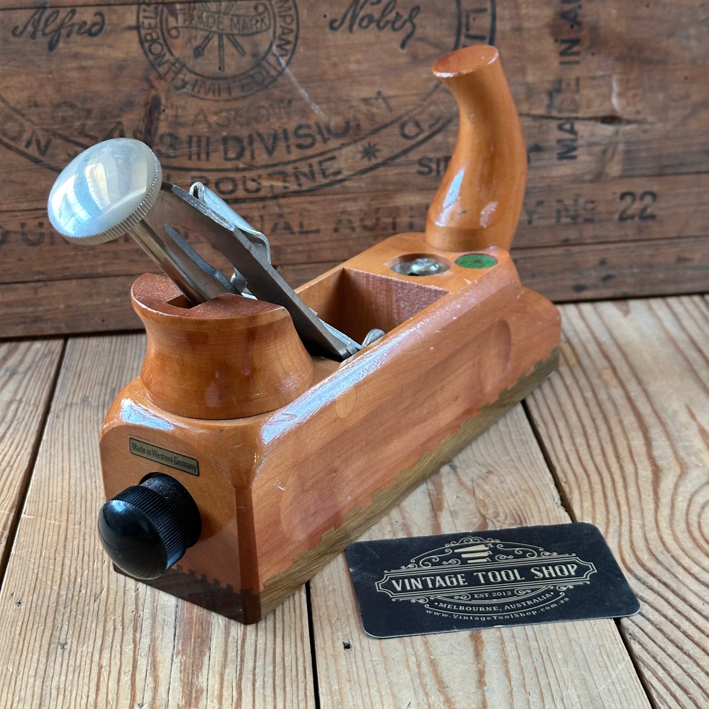 SOLD. N1703 GORGEOUS Vintage E.C.E. West-Germany No:711 PRIMUS PLANE Figured Pear & Lignum Vitae Sole