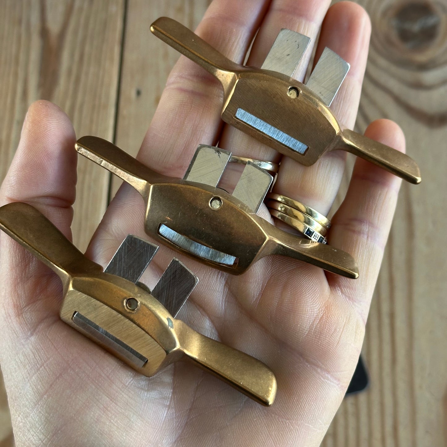 N900 Vintage set of 3 ALDON DETROIT BRONZE MINI SPOKESHAVES spoke shave