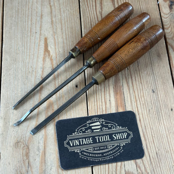 N1768 Vintage 3 x ADDIS SKEW Carving CHISEL Set curved