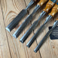 H2523 Vintage set of 5 x SWEDISH E.A. BERG Birch handled socketed BEVEL CHISELS