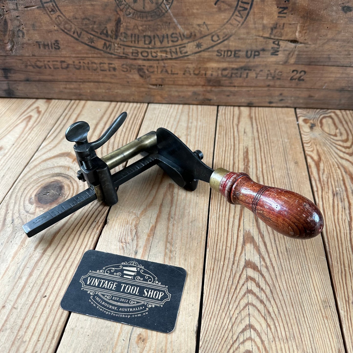 H2532 Vintage DIXON England 5” LEATHER PLOUGH GAUGE cutting knife