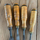 SOLD T10064 Vintage set of 4 E.A. BERG Sweden wooden handle BEVEL CHISELS