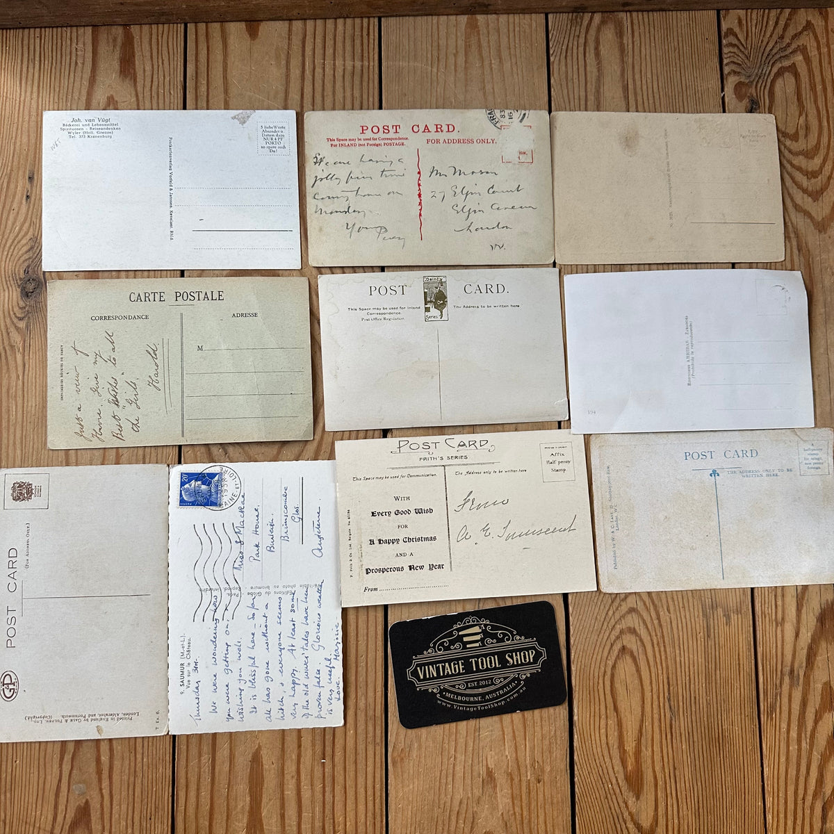 VD0-18 Vintage 10x sepia European POSTCARD series 1900s-1958 stamps handwritten souvenir post cards junk journal diary collection