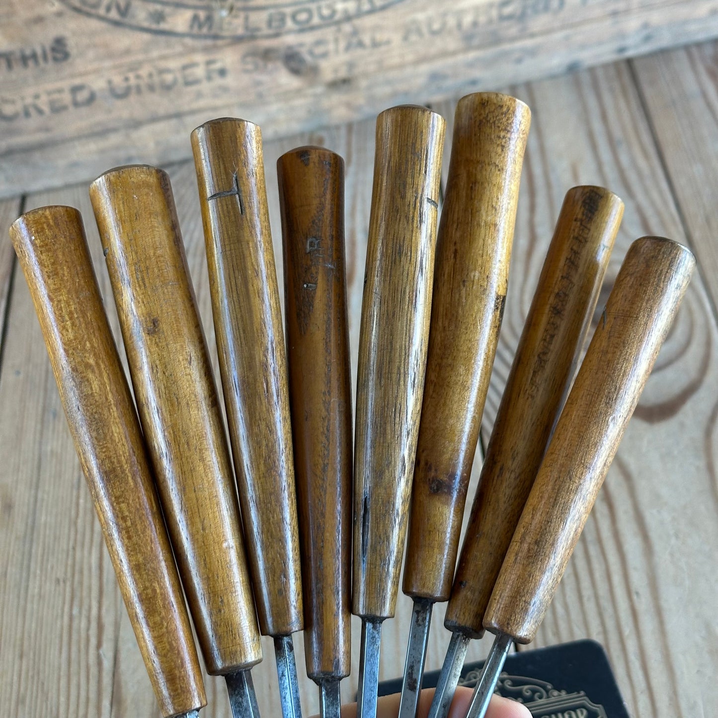 D1920 COOL! Vintage set of 8 x Carving CHISELS