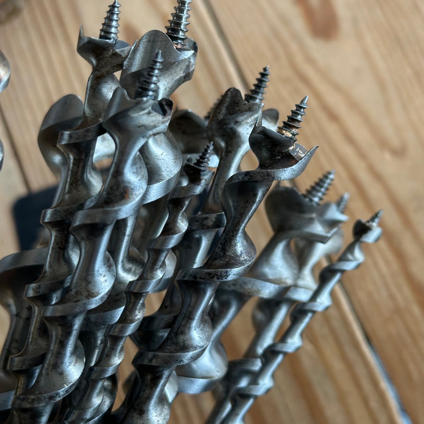 SOLD. H1967 Vintage IRWIN USA made BOXED Set of 13 x wood drill BITS brace auger BIT set