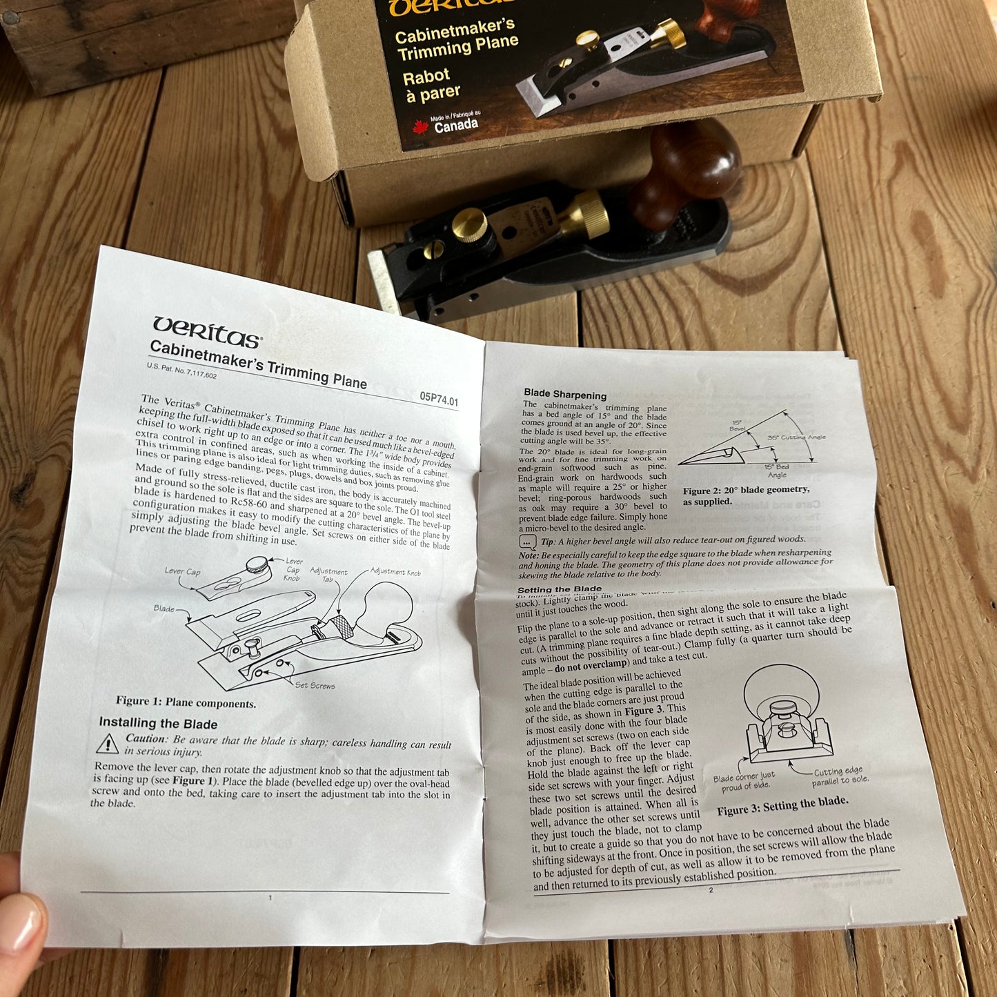 SOLD. H2196 Contemporary VERITAS CABINETMAKERS TRIMMING PLANE Chisel PLANE