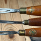 N1763 COOL! Vintage WILLIAM MARPLES & ASHLEY ILLES 3 x Carving SWEPT BENT V-GOUGE CHISEL Set
