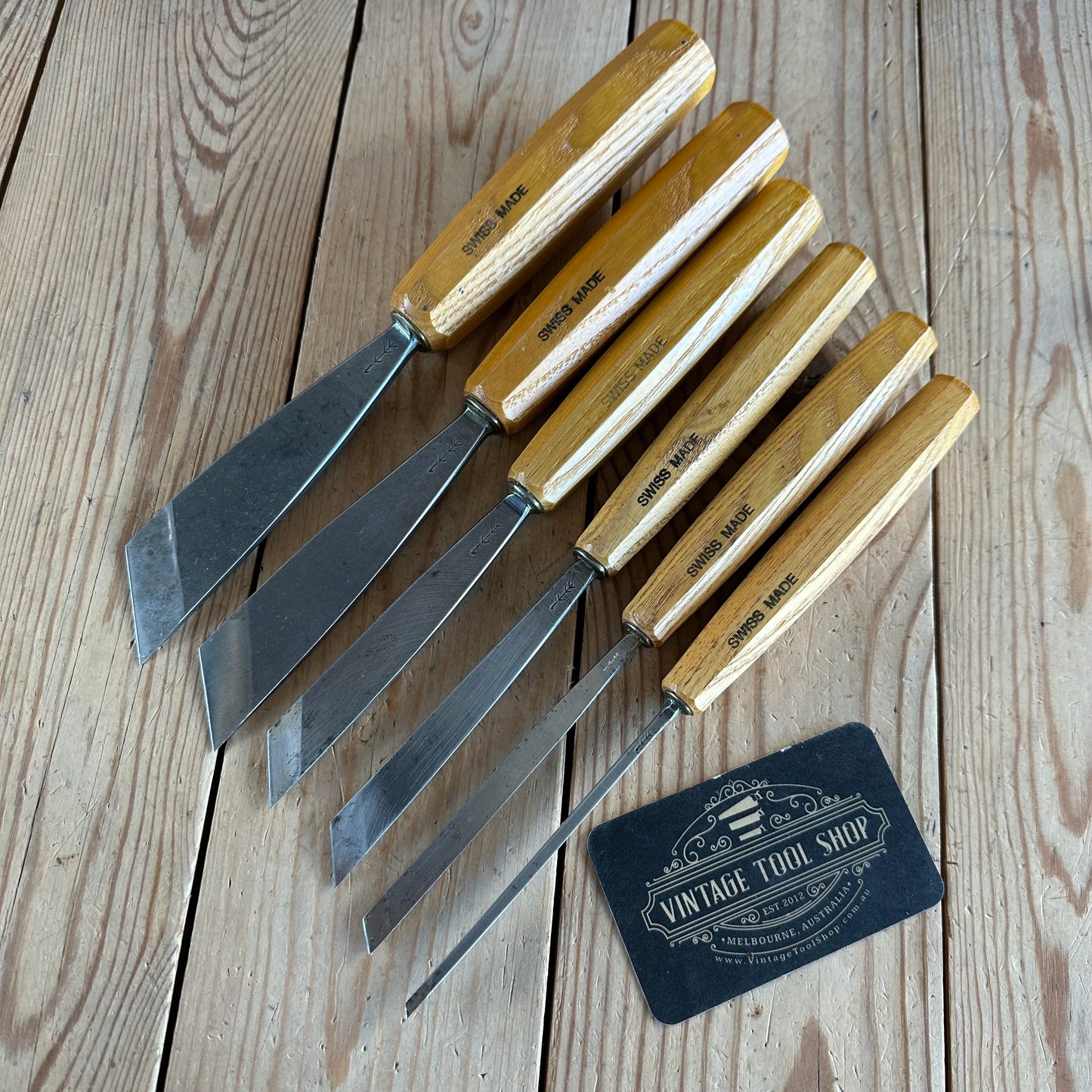 N1962 Contemporary PFEIL SWISS Switzerland 6 x SKEW carving CHISELS