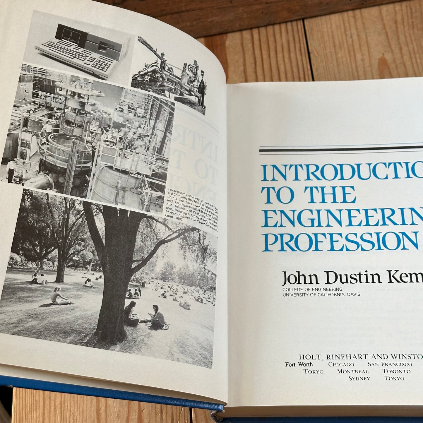 XBN71 Vintage 1982 BOOK Introduction to the ENGINEERING PROFESSION by J.D.Kemper