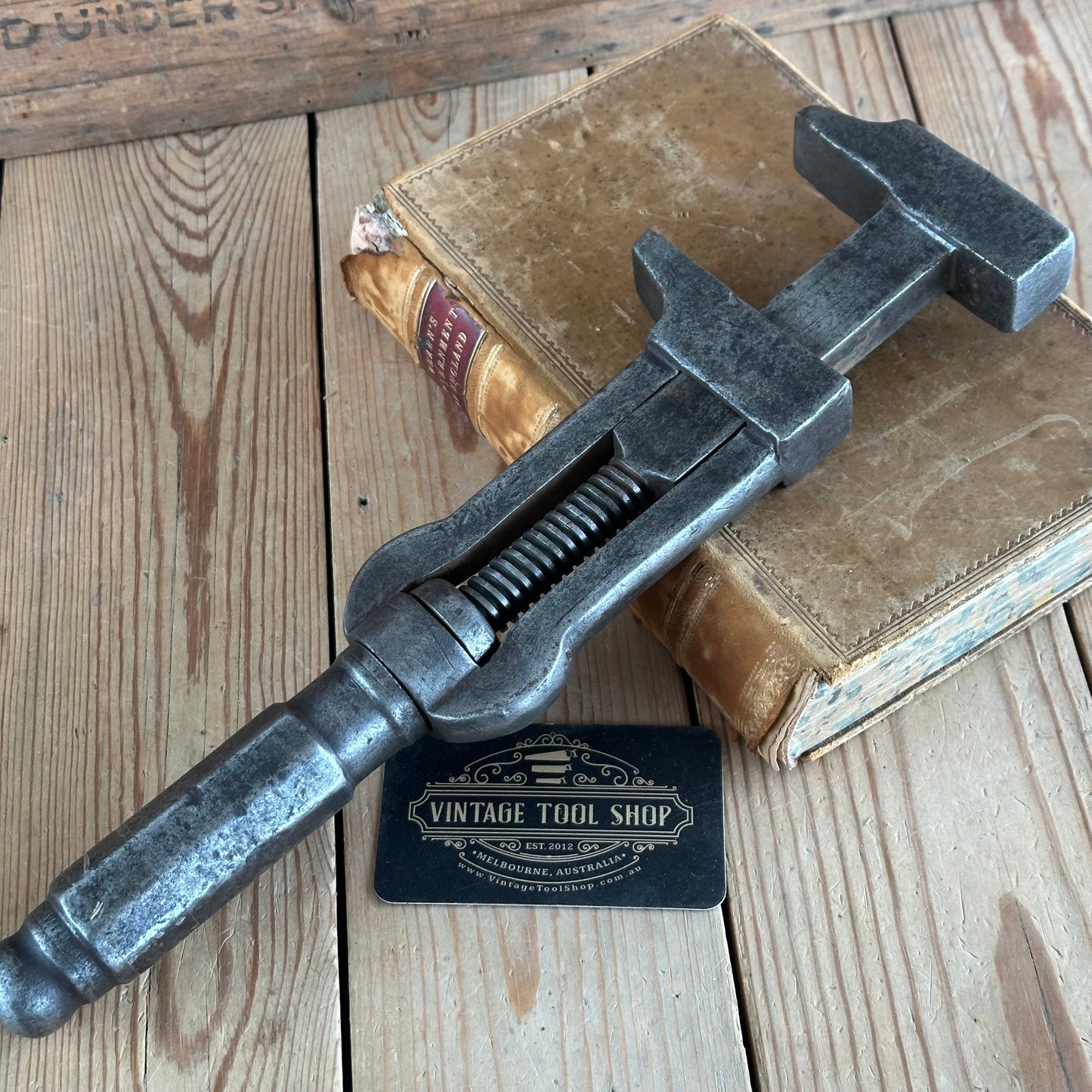 H2288 Vintage UNUSUAL 11” adjustable BUGGY WRENCH