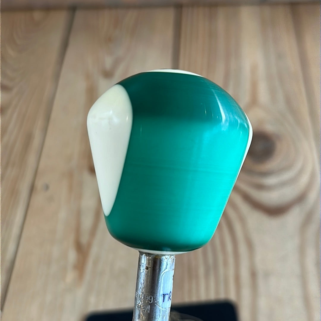 TR137 Repurposed long Green/white “14” POOL BALL awl by Tony Ralph