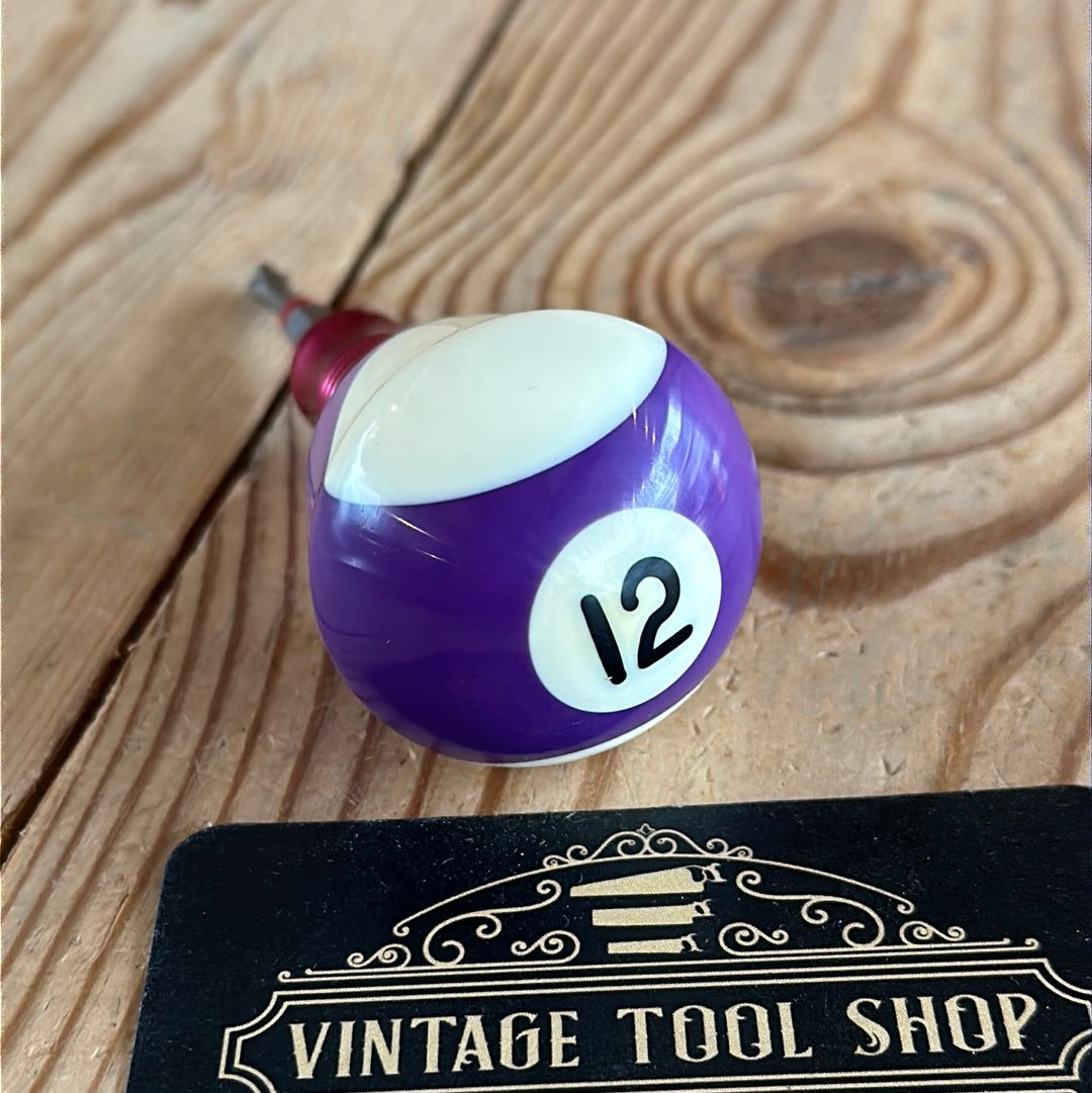 TR156 Repurposed Purple No.12 POOL BALL HEX TIP DRIVER by Tony Ralph