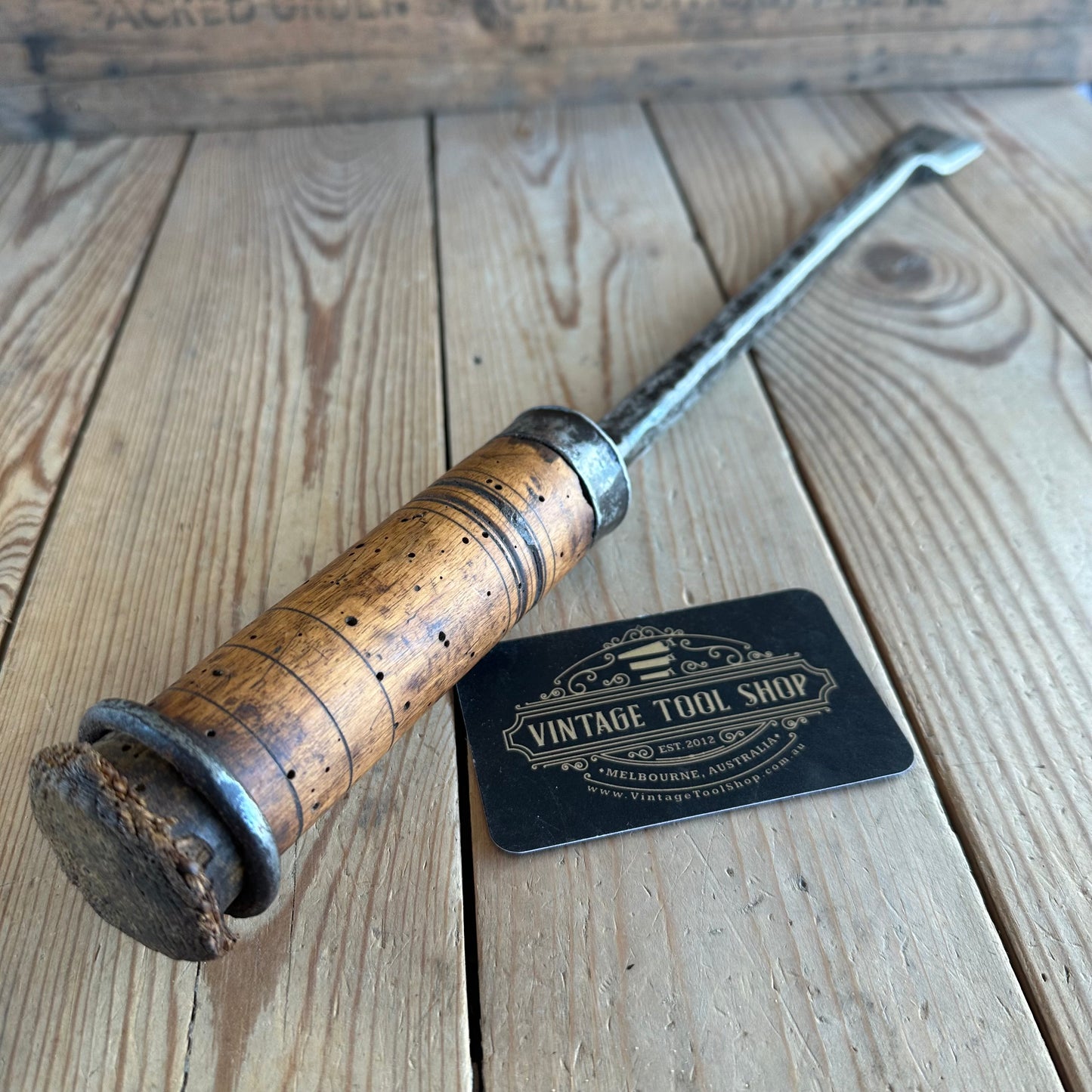 D1907 ANCIENT! Large antique EUROPEAN 460mm long necked SLICK CHISEL