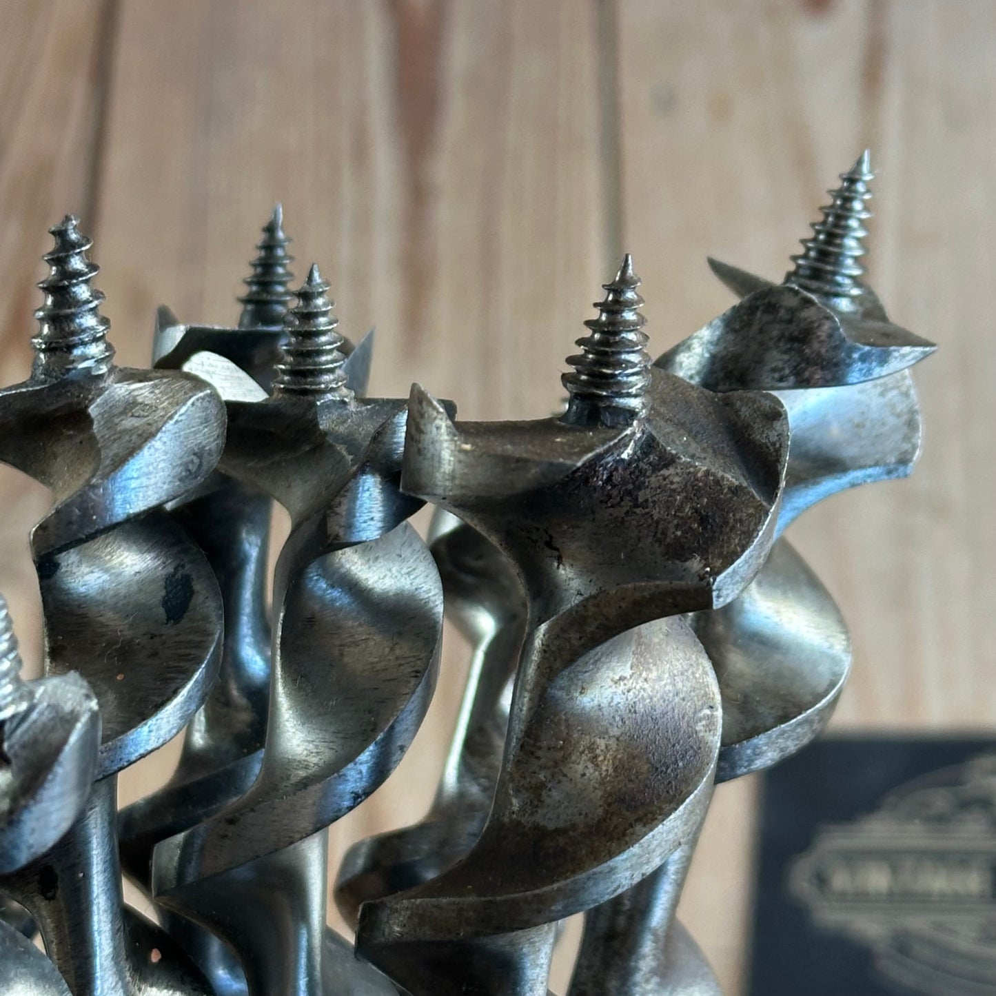 H1913 Vintage BOXED Set of 13 x IRWIN / Solid Center PATTERN wood drill BITS brace auger BIT set