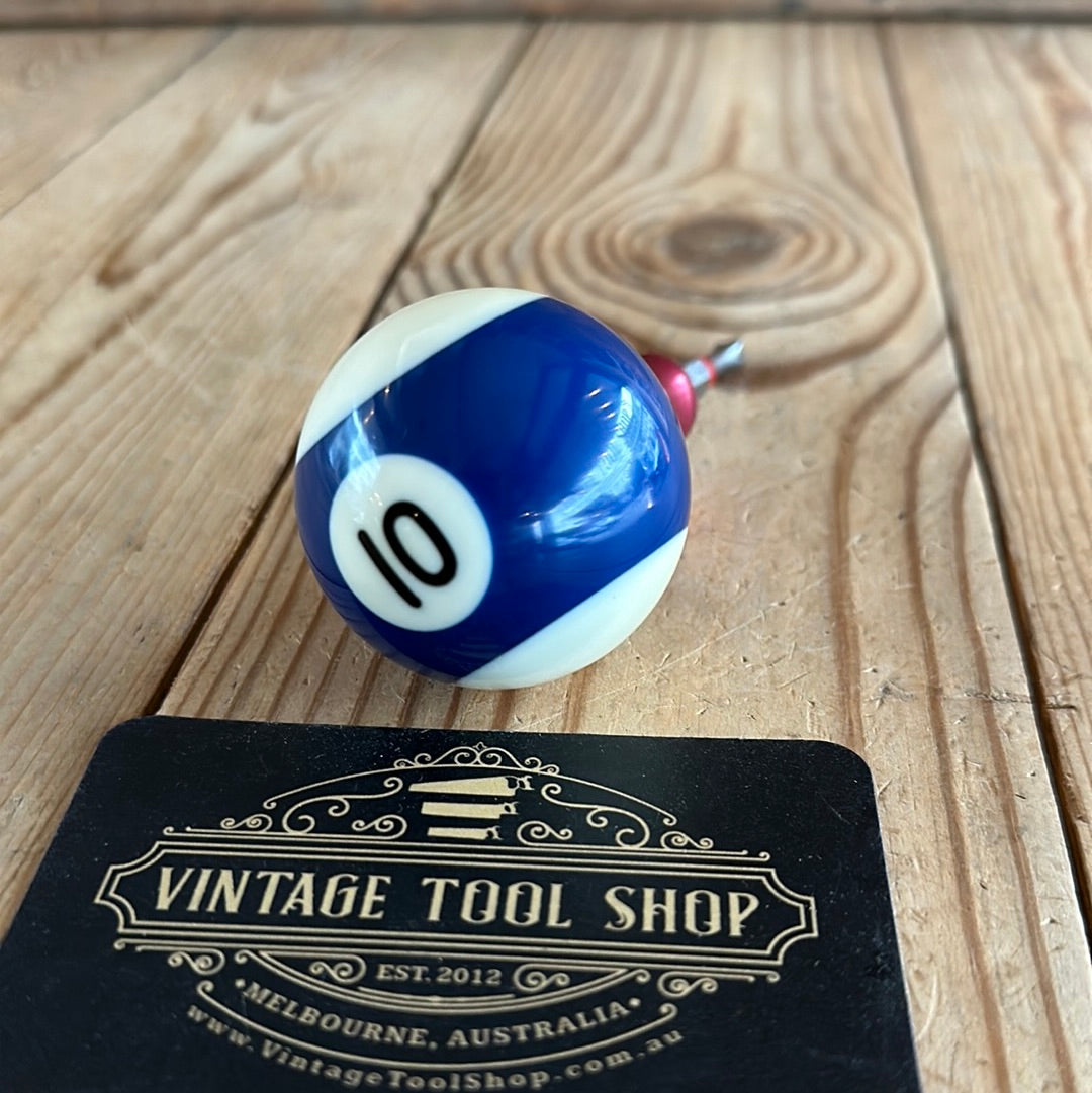 TR148 Repurposed round Blue No.10 POOL BALL HEX TIP DRIVER by Tony Ralph