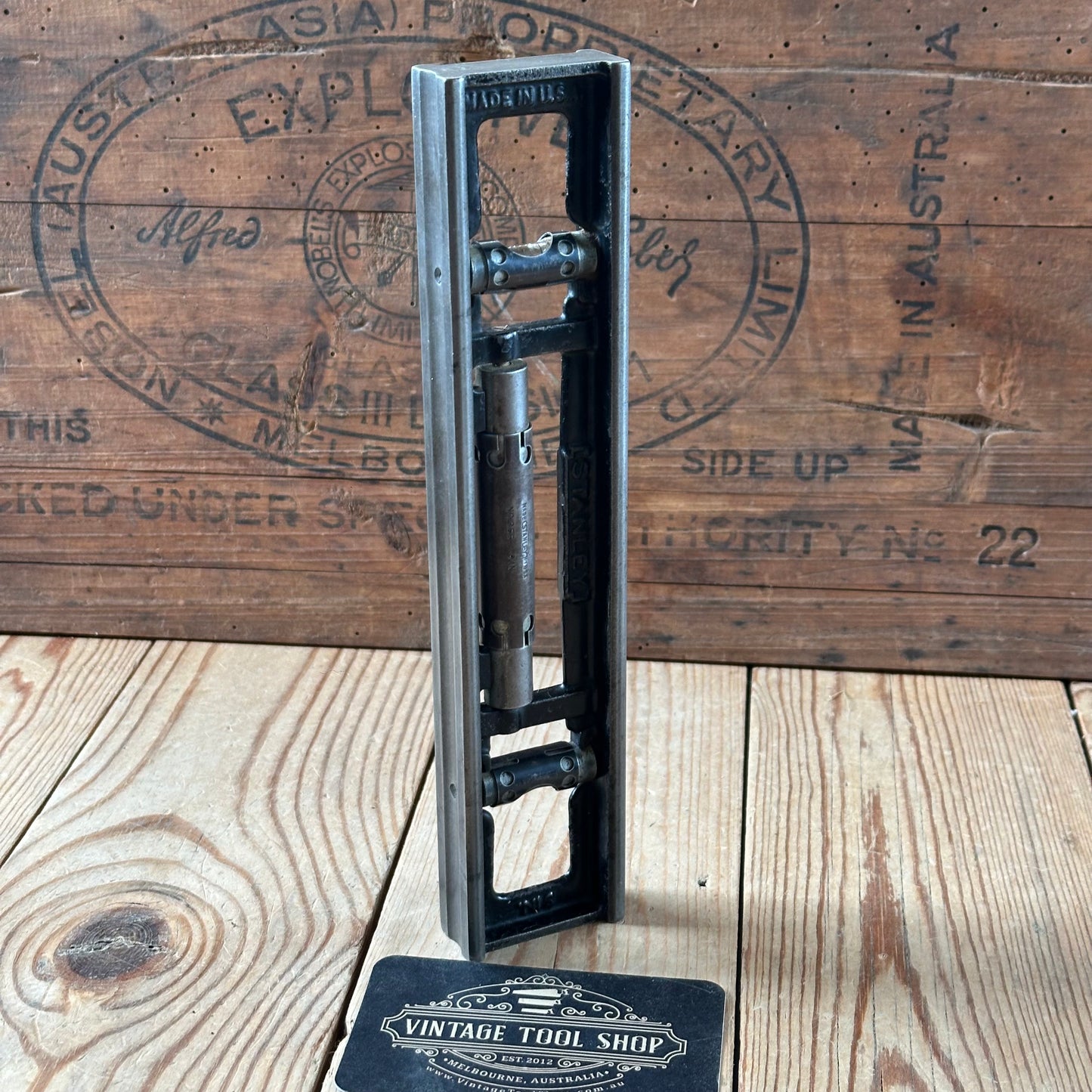 H2501 COOL! Vintage STANLEY No:36G 9” engineers METAL SPIRIT LEVEL