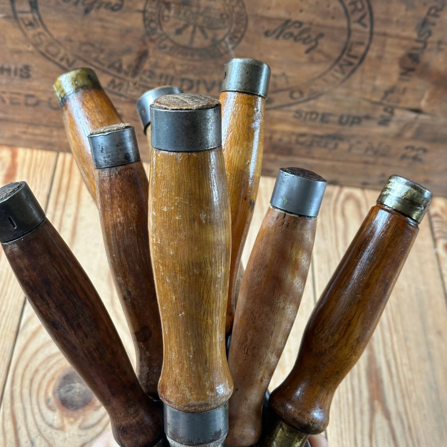 N1818 Vintage set of 8 x TITAN AUSTRALIA No:101 Registered Firmer CHISELS