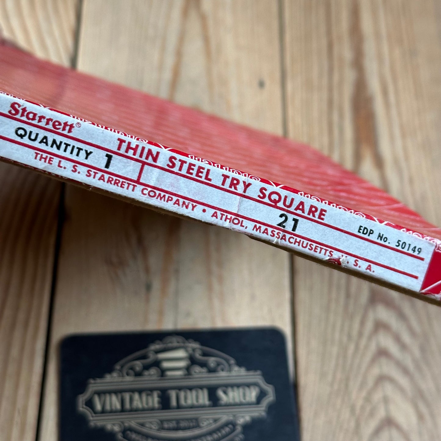 H2450 Vintage STARRETT USA No.21 thin steel metal SQUARE IOB
