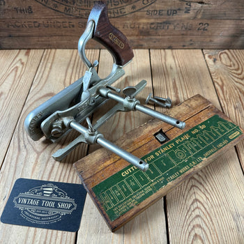 H2648 Vintage STANLEY England No.50 plough Plow PLANE Rosewood Handle 17 cutters