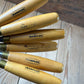 H2582 Vintage set of 6 MARPLES England Boxwood Handled Carving CHISELS including Skew & V-gouge