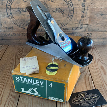 SOLD H386 Vintage STANLEY England No.4 smoothing PLANE IOB