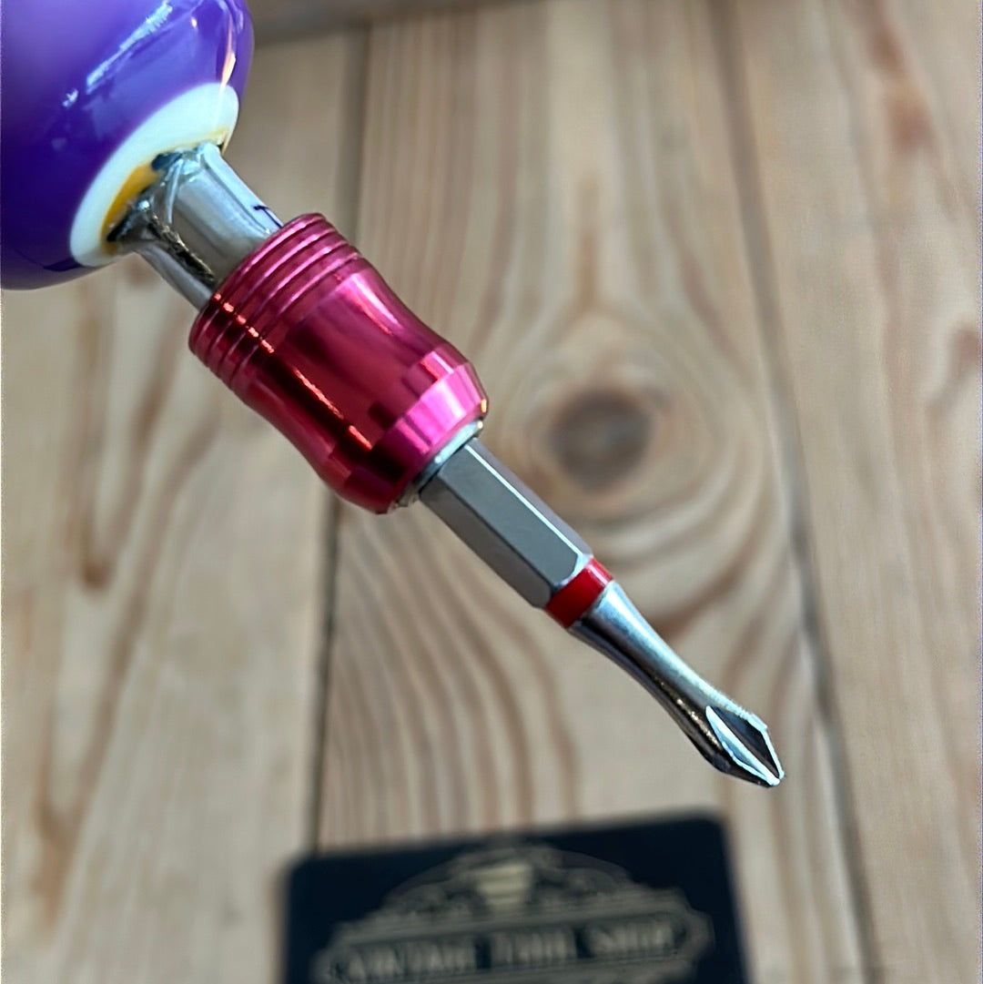 TR156 Repurposed Purple No.12 POOL BALL HEX TIP DRIVER by Tony Ralph