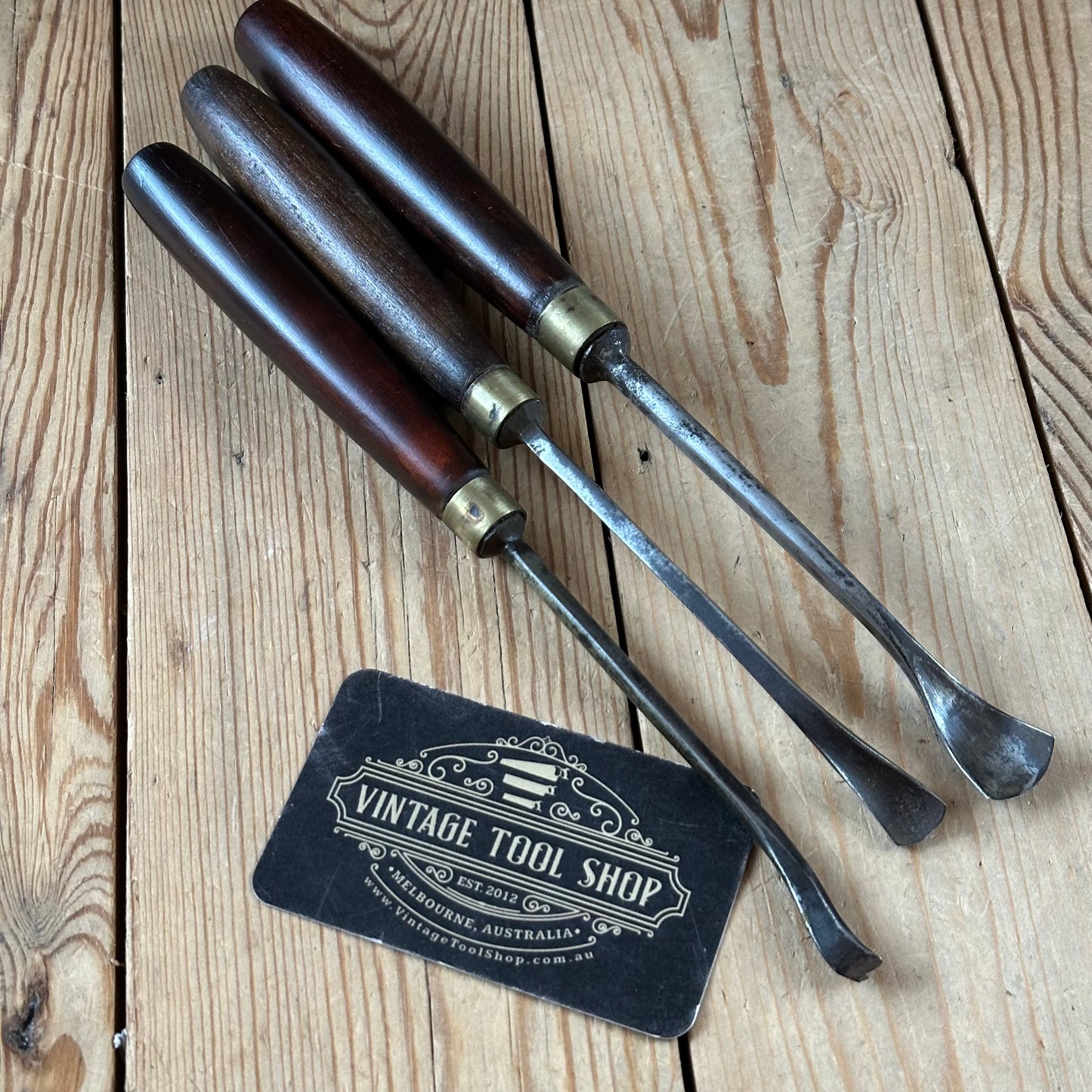 N1750 Vintage set of 3 x English made SPOON GOUGES Carving chisels