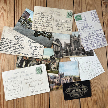 VD0-16 Vintage 9x POSTCARD series 1905-1930 stamps handwritten souvenir post cards junk journal diary collection