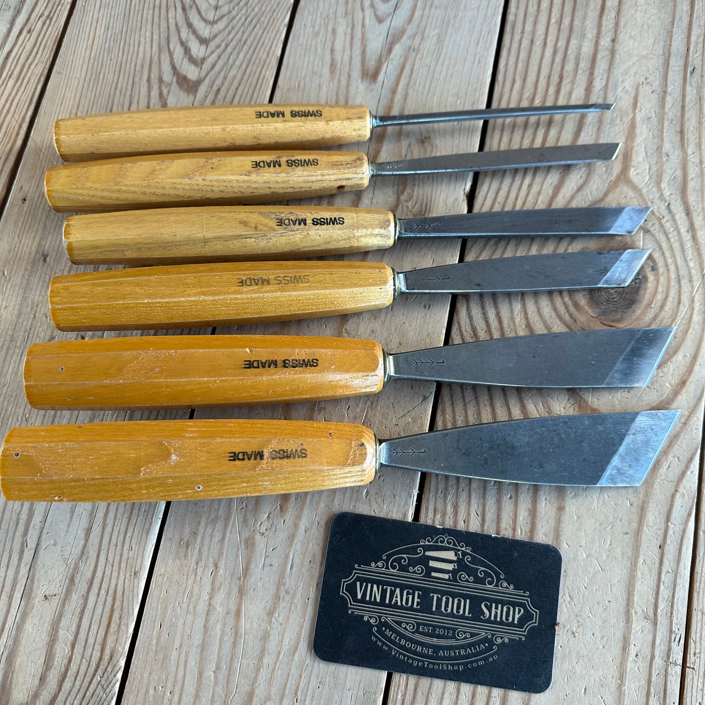 N1962 Contemporary PFEIL SWISS Switzerland 6 x SKEW carving CHISELS