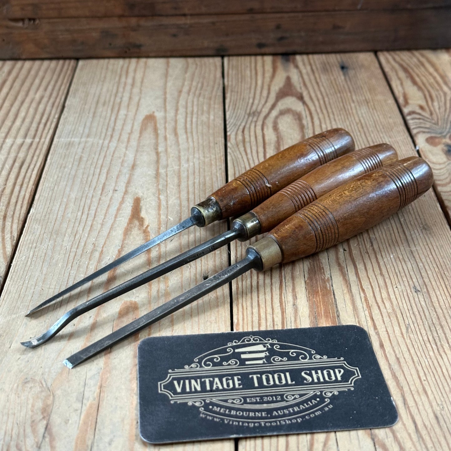 N1768 Vintage 3 x ADDIS SKEW Carving CHISEL Set curved