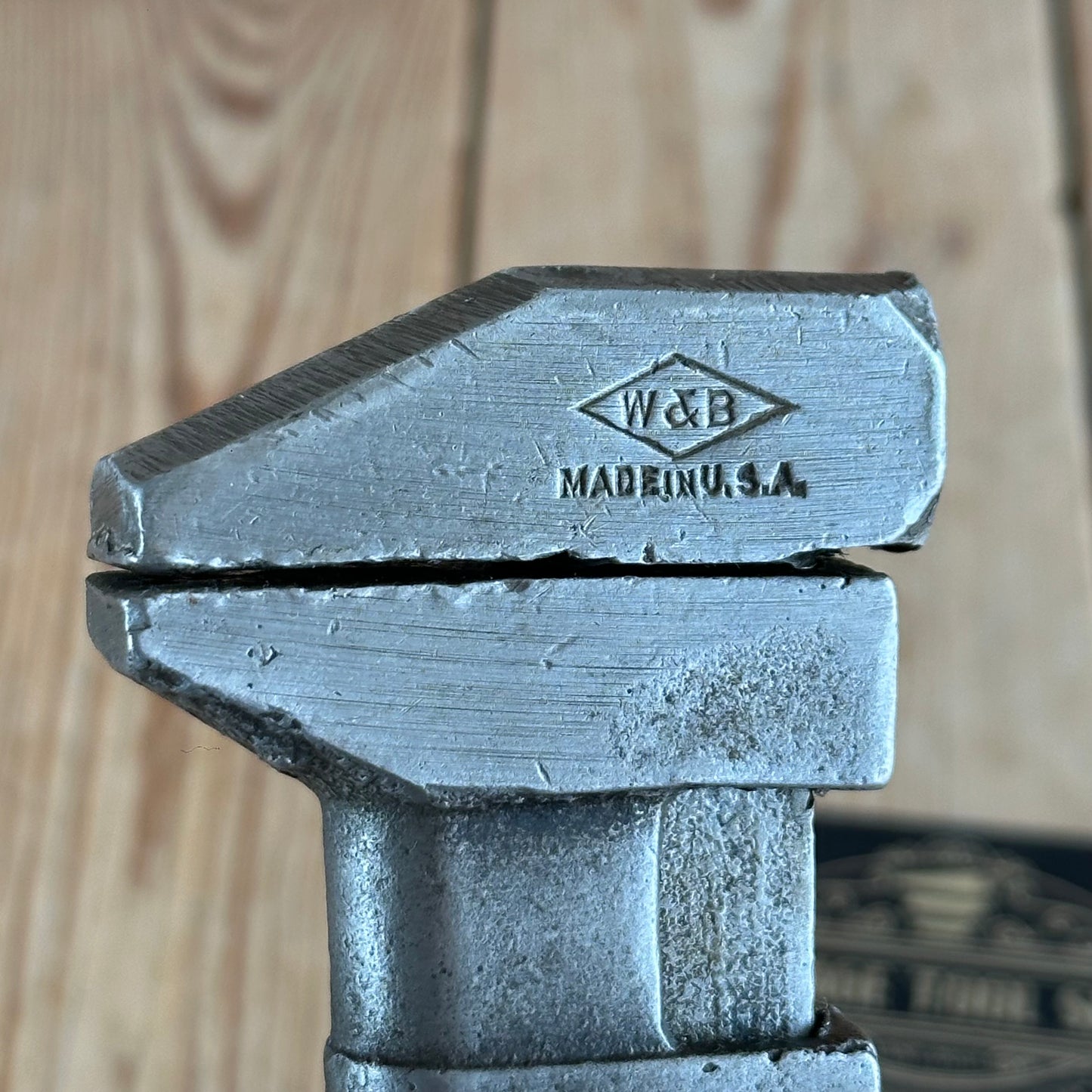 H2367 Vintage WHITMAN & BARNES USA Adjustable 8” WRENCH wooden handle