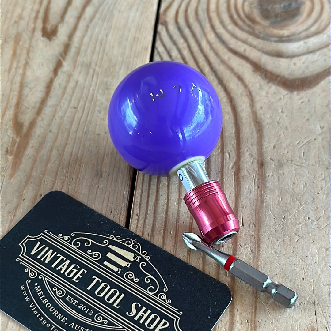 TR147 Repurposed round Purple No.4 POOL BALL HEX TIP DRIVER by Tony Ralph