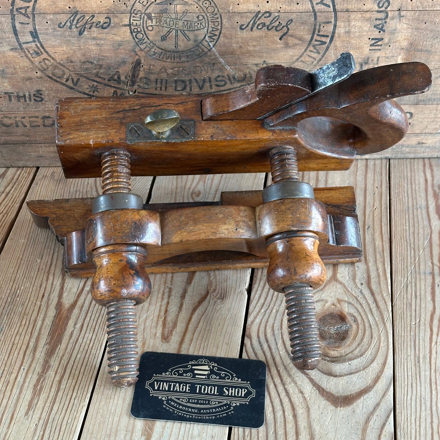 T8552 UNIQUE! Antique USER MADE Mahogany PLOUGH PLANE