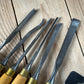 H2582 Vintage set of 6 MARPLES England Boxwood Handled Carving CHISELS including Skew & V-gouge