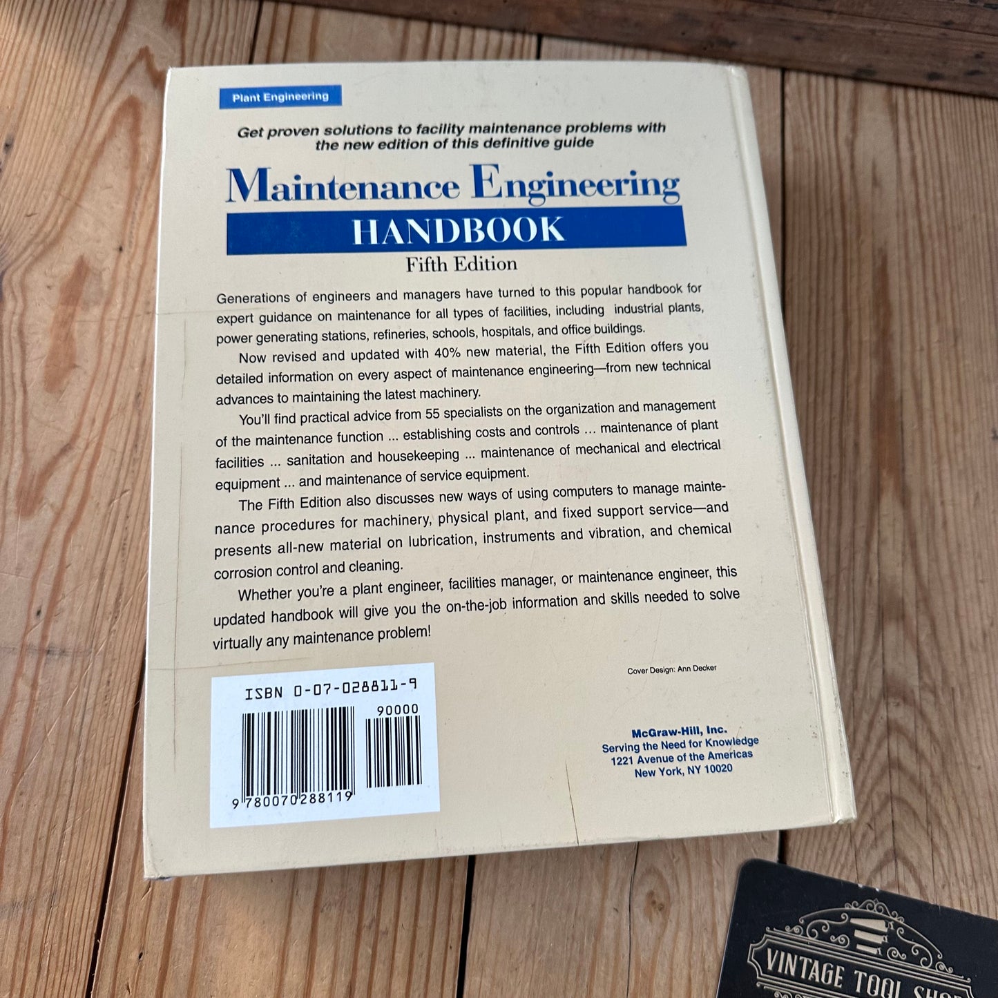 XBN113 Vintage 1995 BOOK MAINTENANCE ENGINEERING HANDBOOK 5th Edition by L.R.Higgins