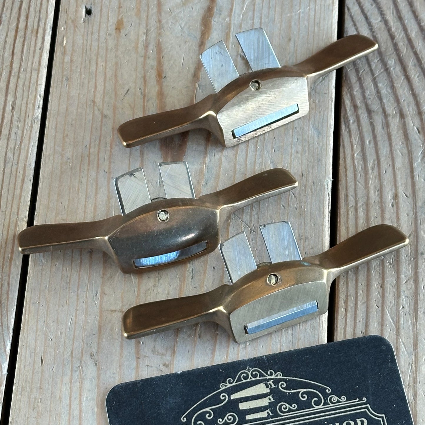 N900 Vintage set of 3 ALDON DETROIT BRONZE MINI SPOKESHAVES spoke shave
