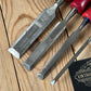 N1854 Vintage set of 4 NOOITGEDAGT Holland red resin handle BEVEL CHISELS