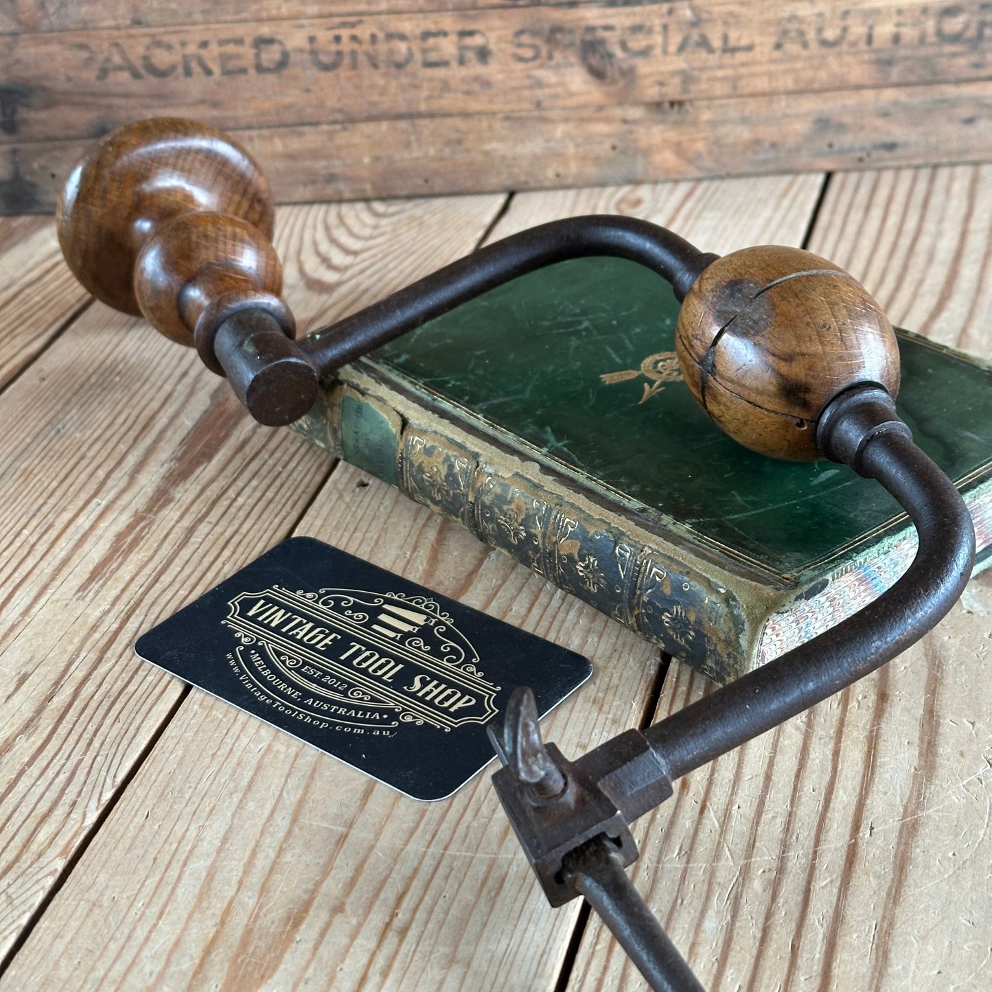 T9020 Antique FRENCH Early Style BRACE Ornate Handle Drill