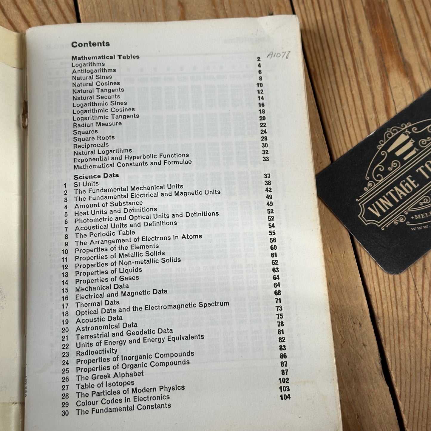 XBN105 Vintage 1976 BOOK SCIENCE DATA BOOK edited by R.M.Tennent