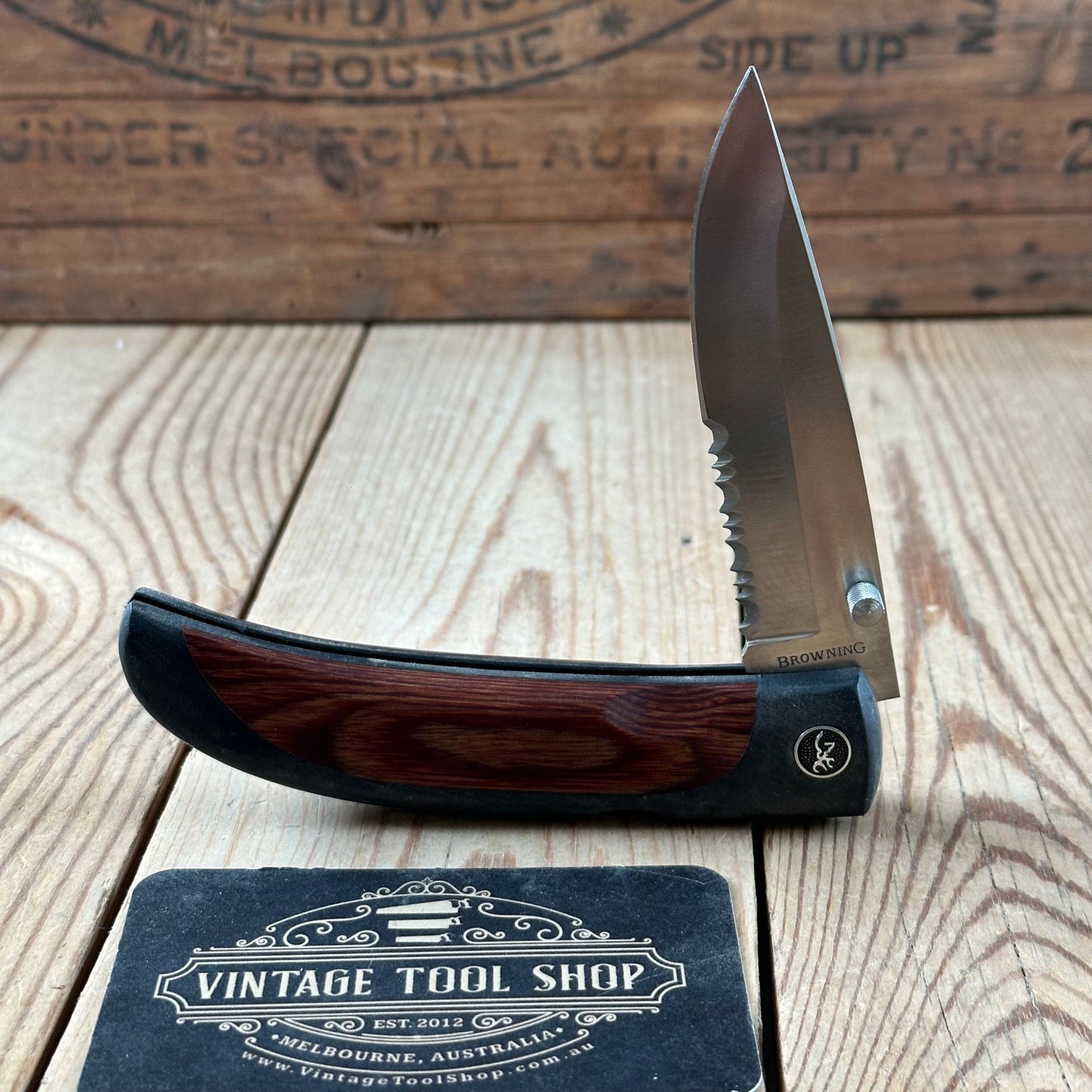 K52 Vintage BROWNING Japan Model 838 FEATHERWEIGHT folding pocket KNIFE