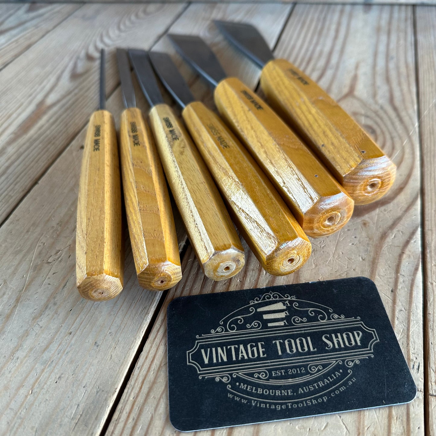 N1962 Contemporary PFEIL SWISS Switzerland 6 x SKEW carving CHISELS